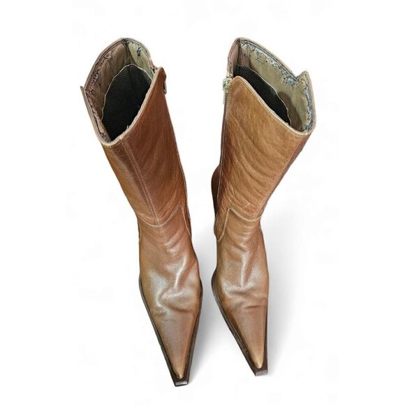 RARE VINTAGE Danisha by Siete Leguas brown 3.75" heels boots size size MX26.5/7. - Picture 3 of 16